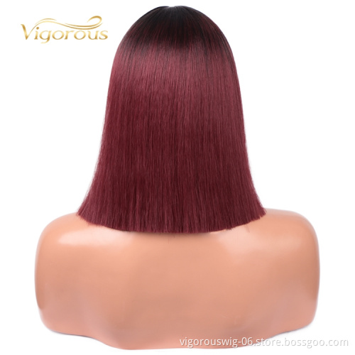 Hot Sale African Fiber Lace Bob Short Machine Made High Quality Ombre Black Bug Short Synthetic Hair Wigs